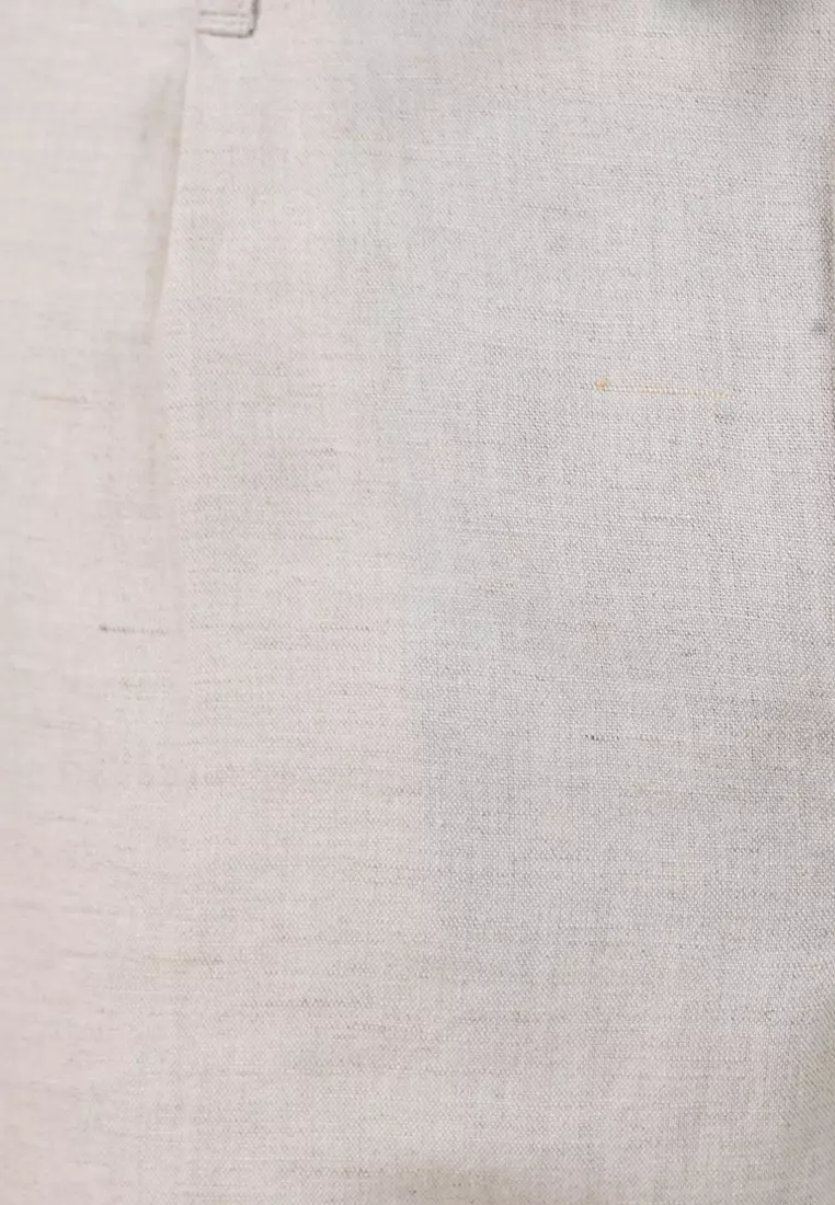 Slim Fit Cropped Linen-Cotton Trousers