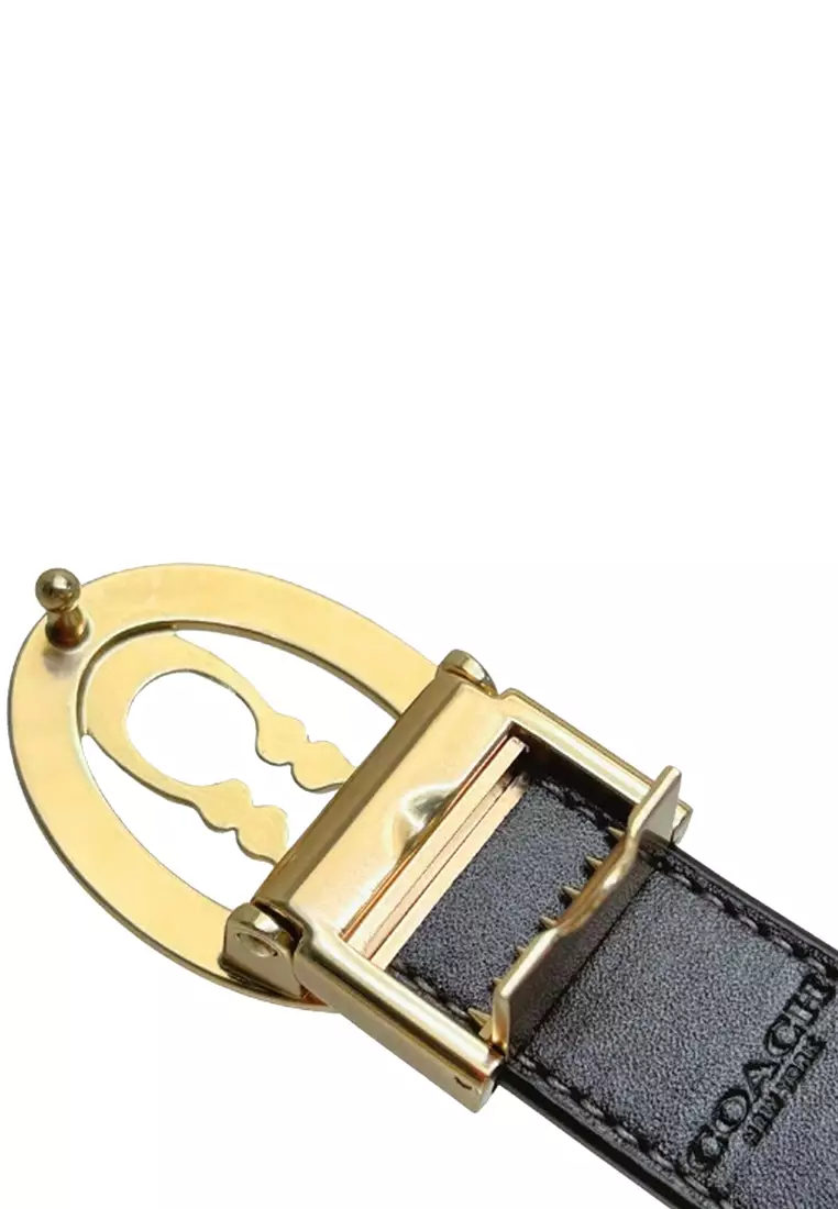 Signature Buckle Cut To Size Belt, 25Mm - Walnut/ Black CZ196