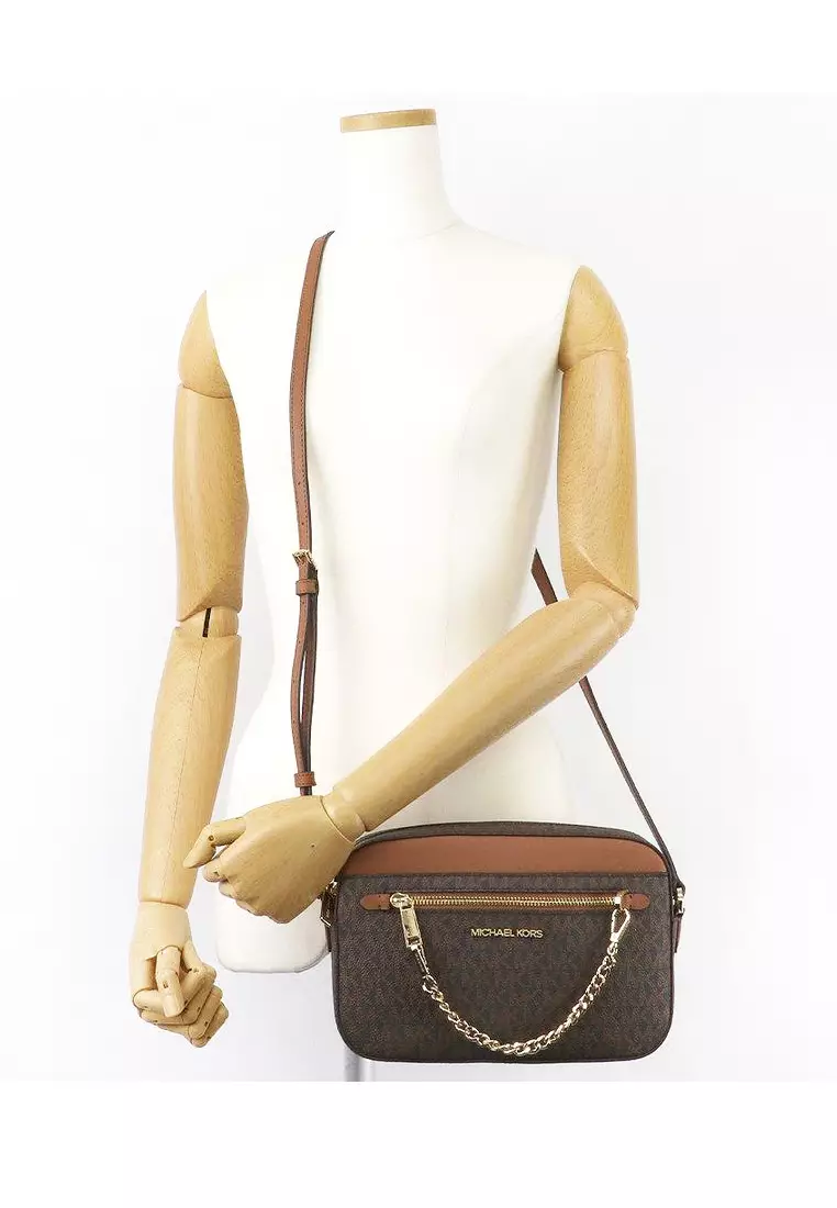 Jet Set Item Signature Large Chain Crossbody Bag - Brown