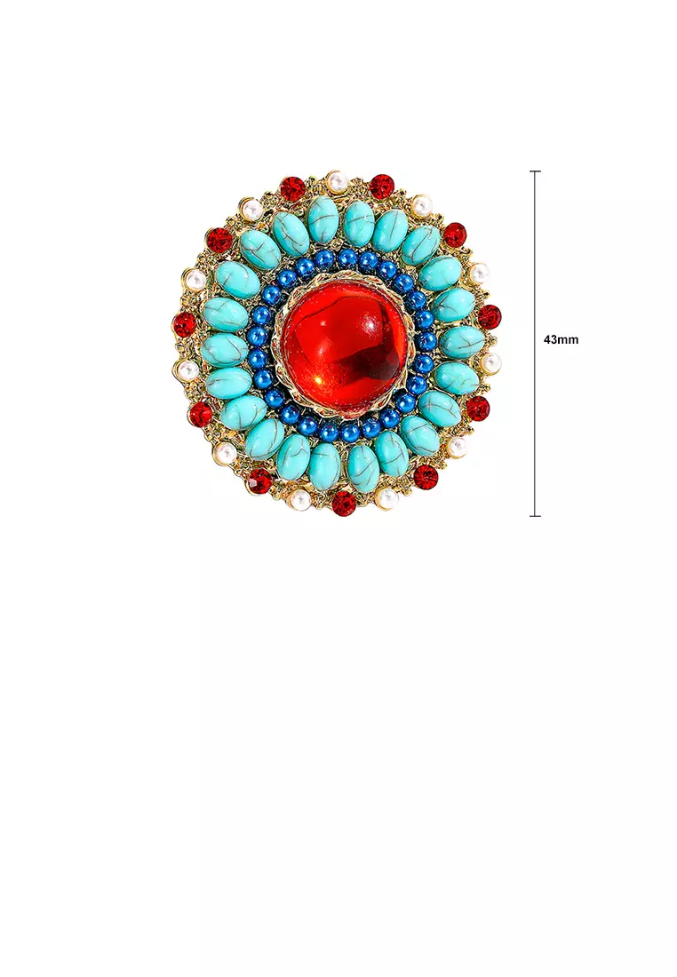 Buy Glamorousky Elegant Vintage Plated Gold Geometric Round Brooch