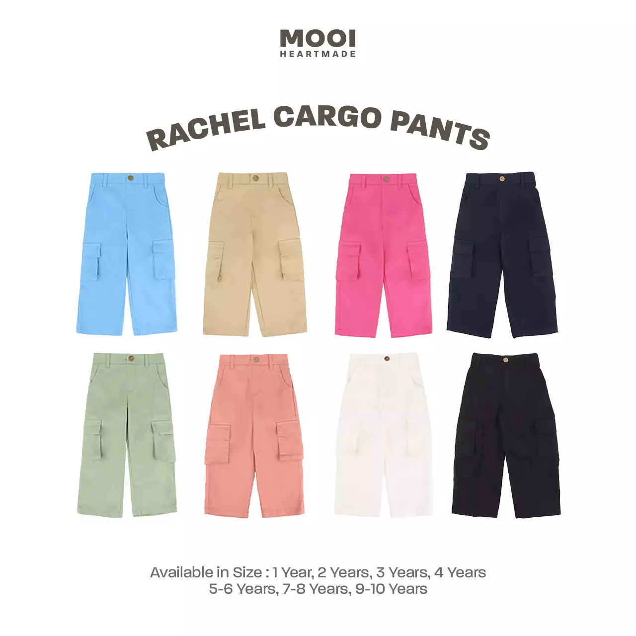 Mooi Celana Panjang Chinos Cargo Anak Perempuan Rachel Cargo Pants - White