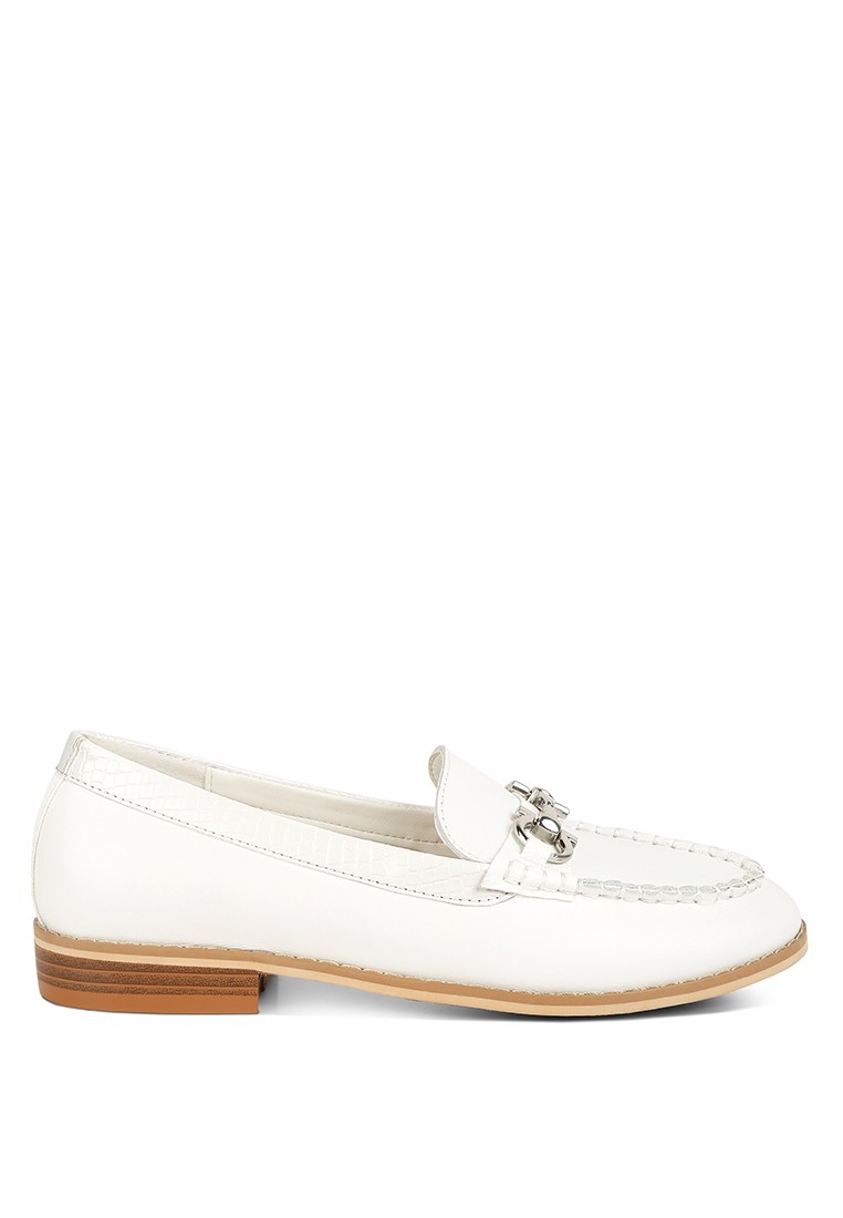 Off white Horsebit Embelished Loafers With Stitch Detail