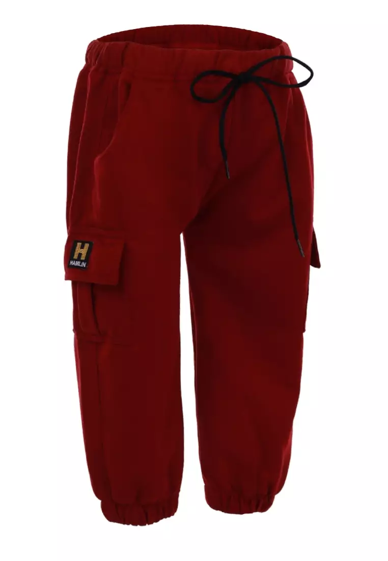 Wileen Celana Cargo Anak Unisex Kid Long Pants Slim Fit Comportable Material Fleece ORIGINAL - Maroon