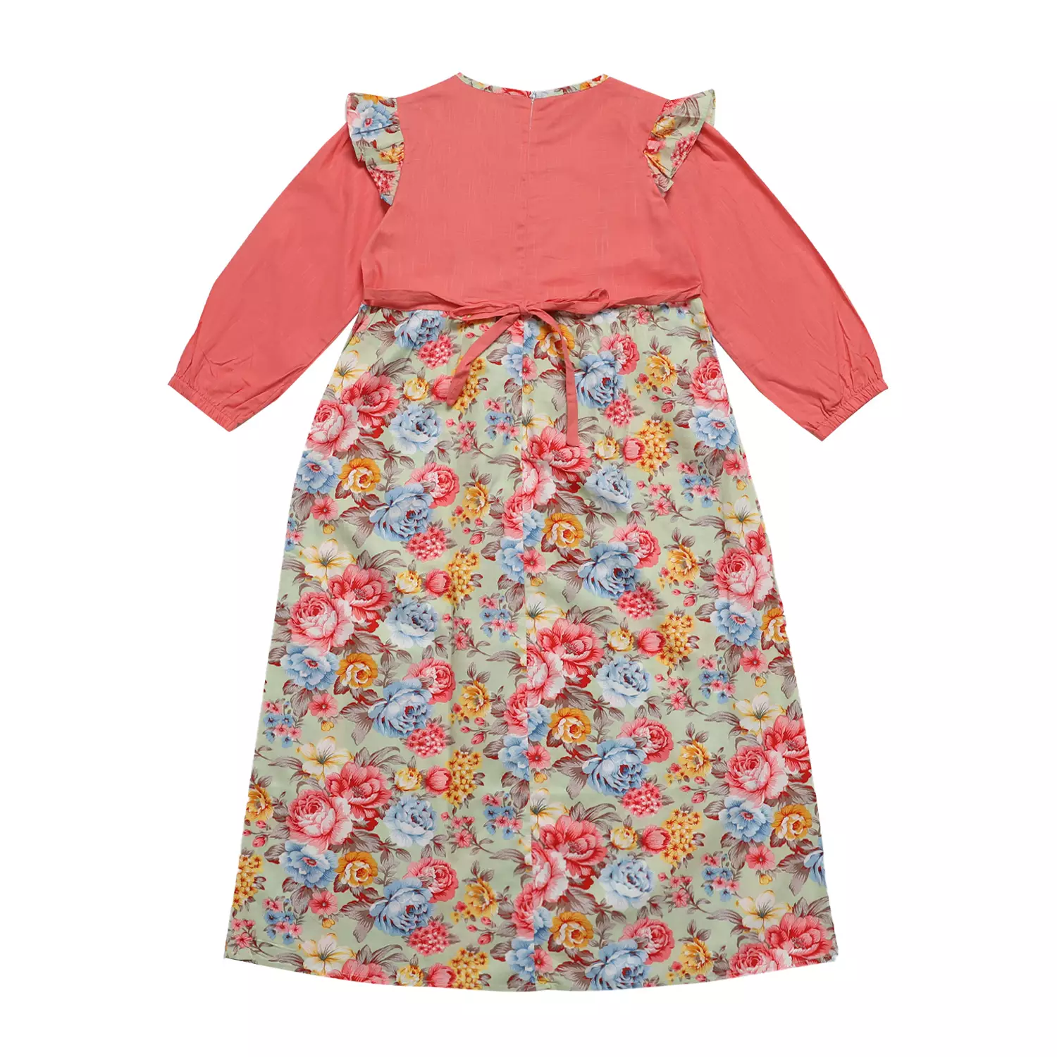 Baju Gamis Anak Perempuan Bunga 2 Pita Salem - BLESS