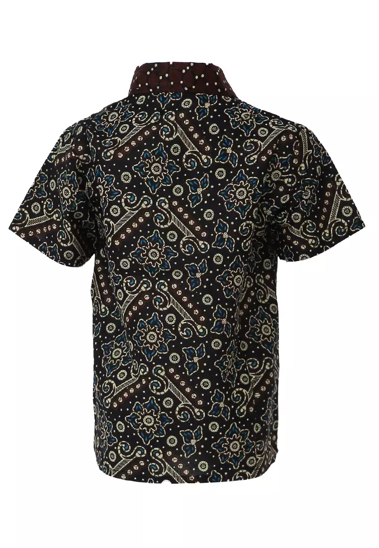 Lucas Kemeja Formal Batik Anak Laki-laki Lengan Pendek Motif Mataram Kids Traditional Shirt Material Cotton ORIGINAL - Brown