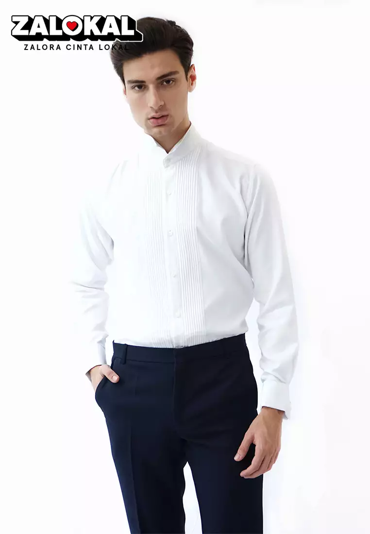 Houseofcuff Kemeja Tuxedo Wedding Wing Tip Collar Shirt Kemeja Formal Bow tie