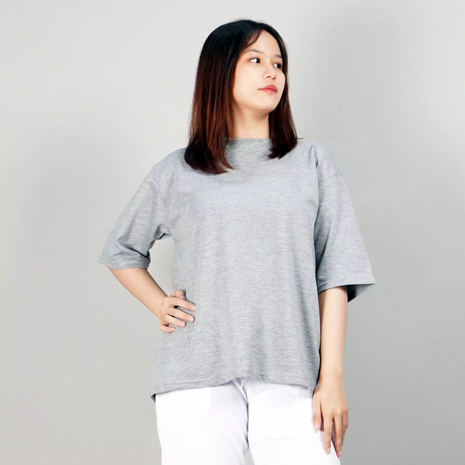 GEORGIE Kaos Polos Kaos Lengan Pendek Kaos Wanita TShirt - ABU MUDA