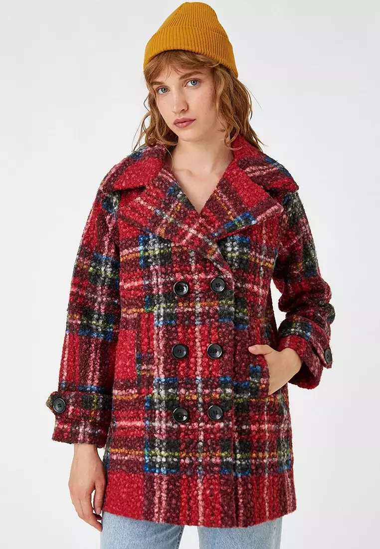 Double Breasted Fastener Boucle Coat