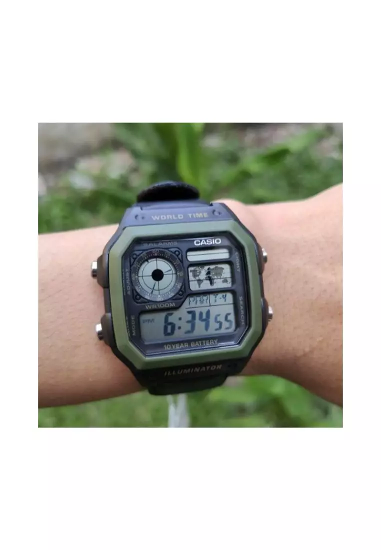 Men's Digital AE-1200WHB-1BV Black Resin Band Sport Watch