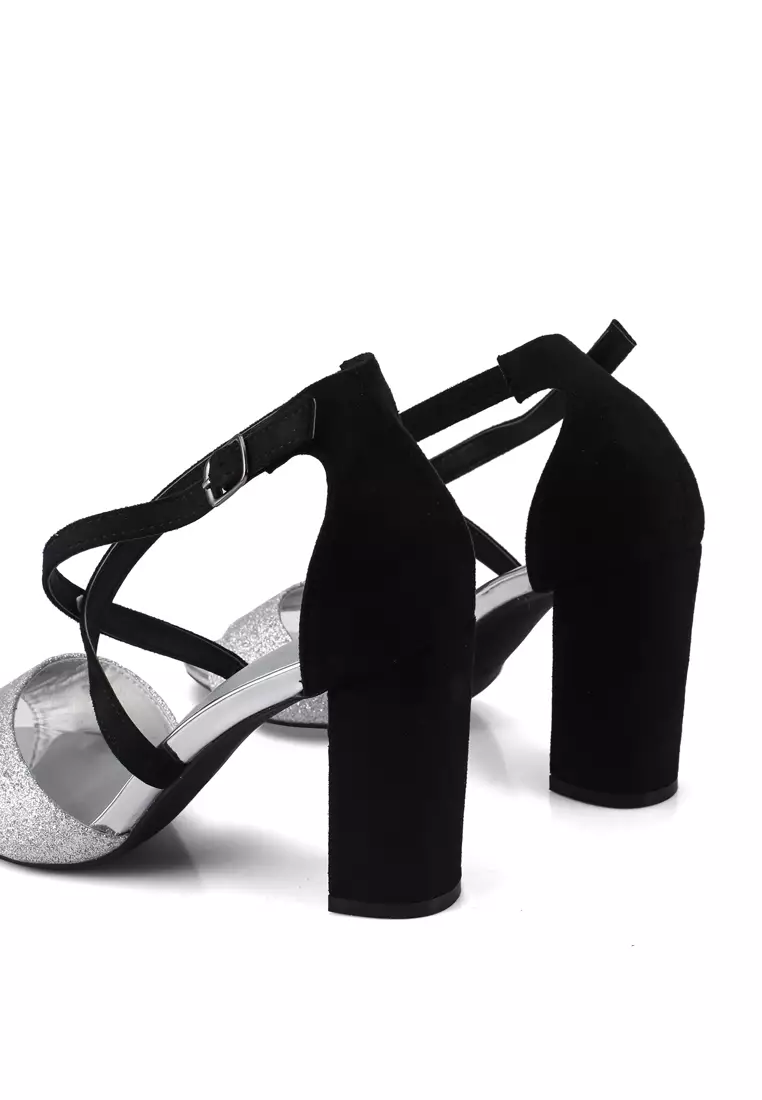 Sparkle Strappy Block Heels