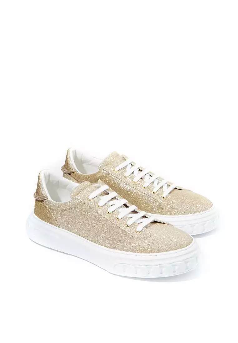 Casadei Gold Glitter Off Road Sneaker