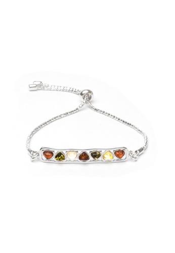 Millenne silver MILLENNE Multifaceted Baltic Amber Multicolors Bar Drawstring Silver Bracelet with 925 Sterling Silver 5CD64AC2C54263GS_1