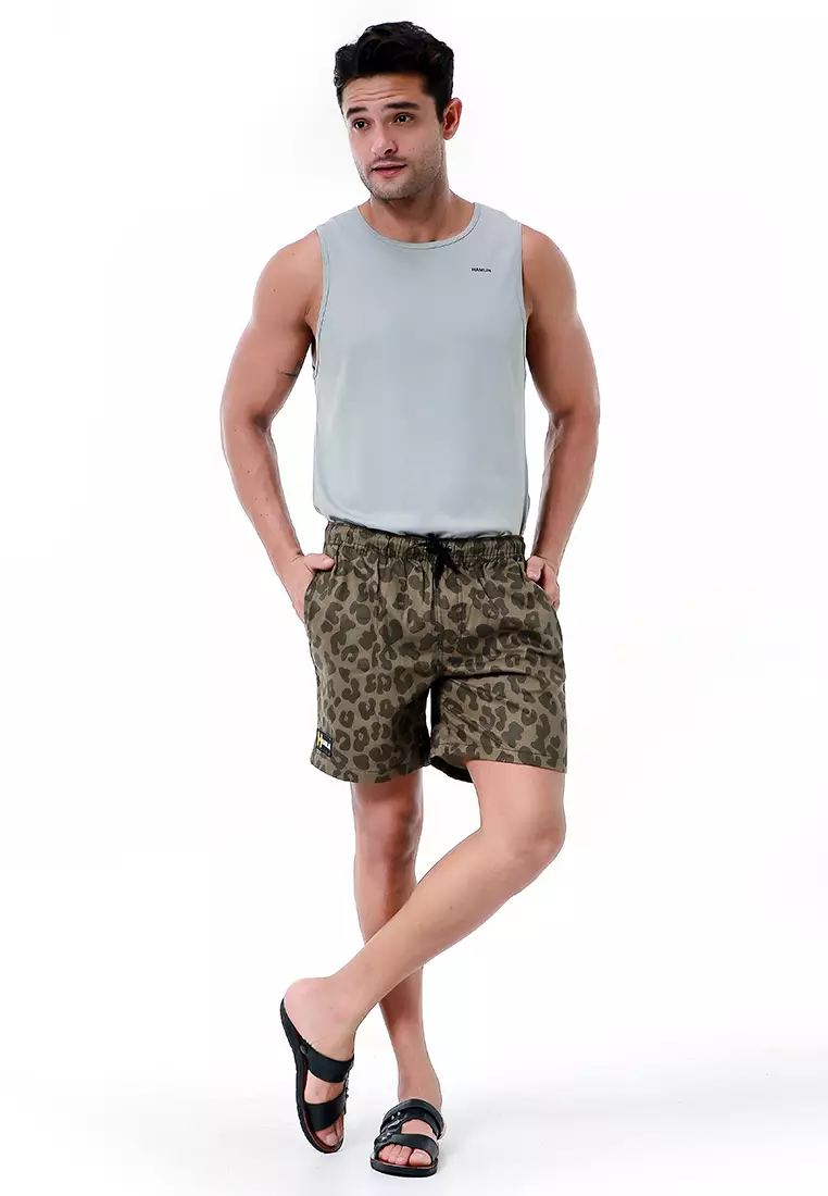 Grissham Celana Pendek Pria Boxer Short Pants Casual Camouflage Motive Material Cotton ORIGINAL - Brown