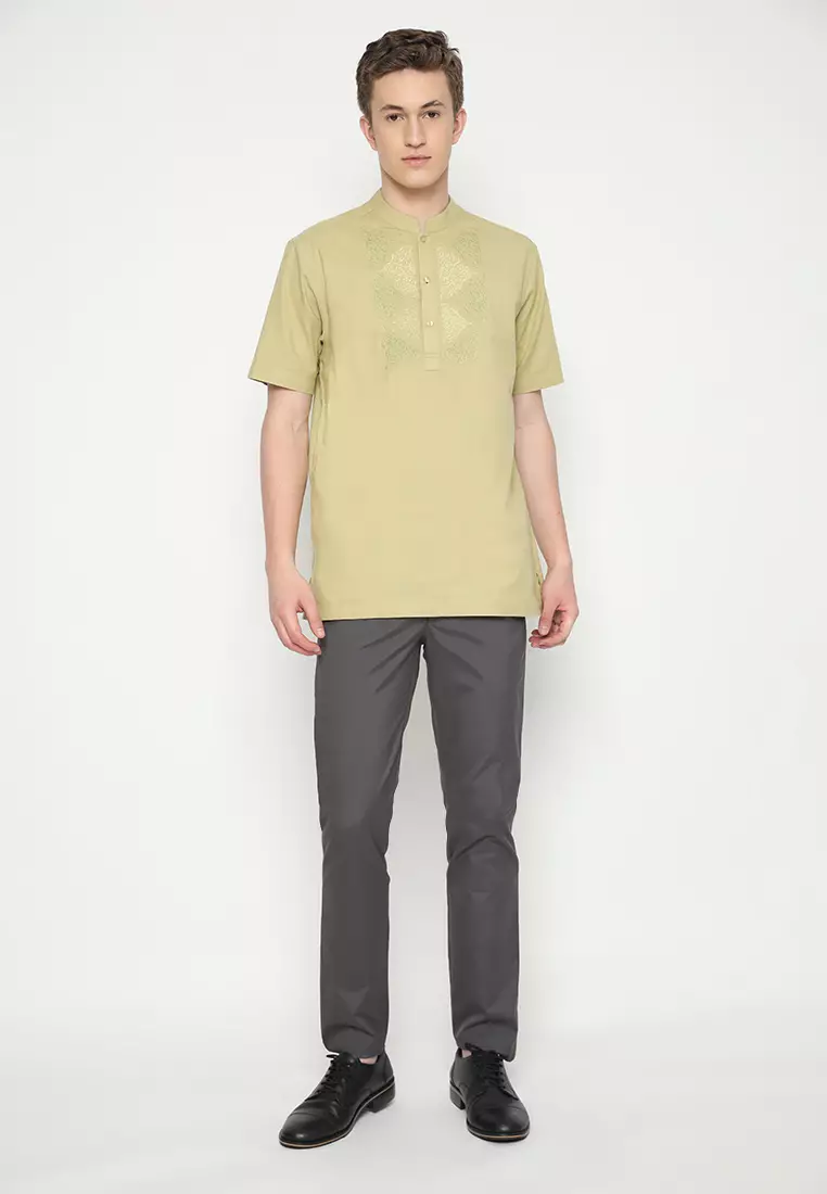 JOBB Ashraf Baju Koko Pria Lengan Pendek Regular Fit Light Olive