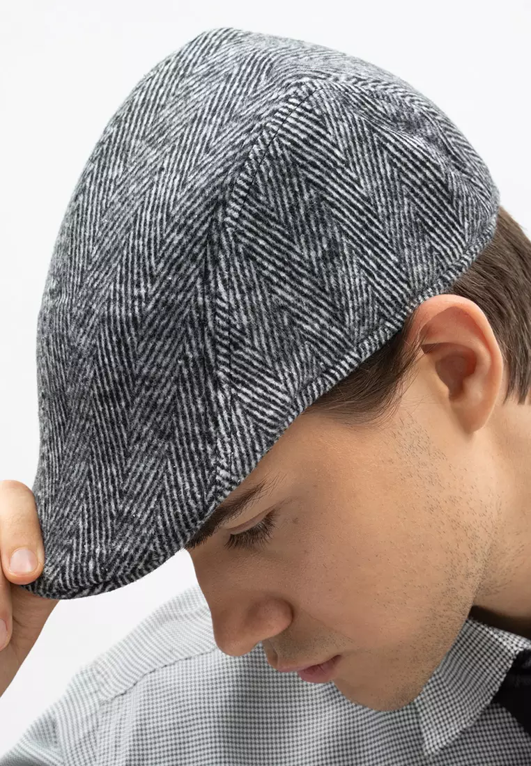 Topi Fedora Hat Painter Line Grey