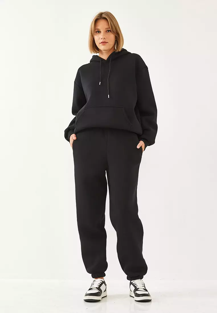 Women's Kangaroo Pocket Hooded Bottom-Top Set Mbhs014 60601014