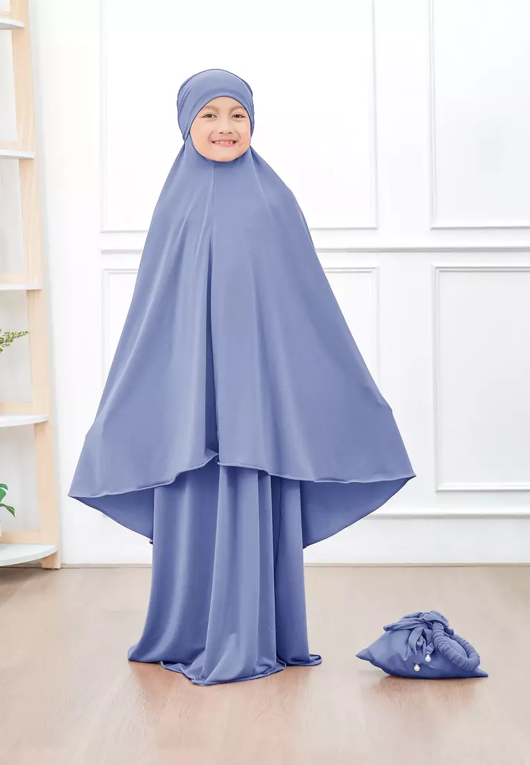 Zelena - Raudhia Prayer Set | Mukena French Khimar Set - Blue - Remaja