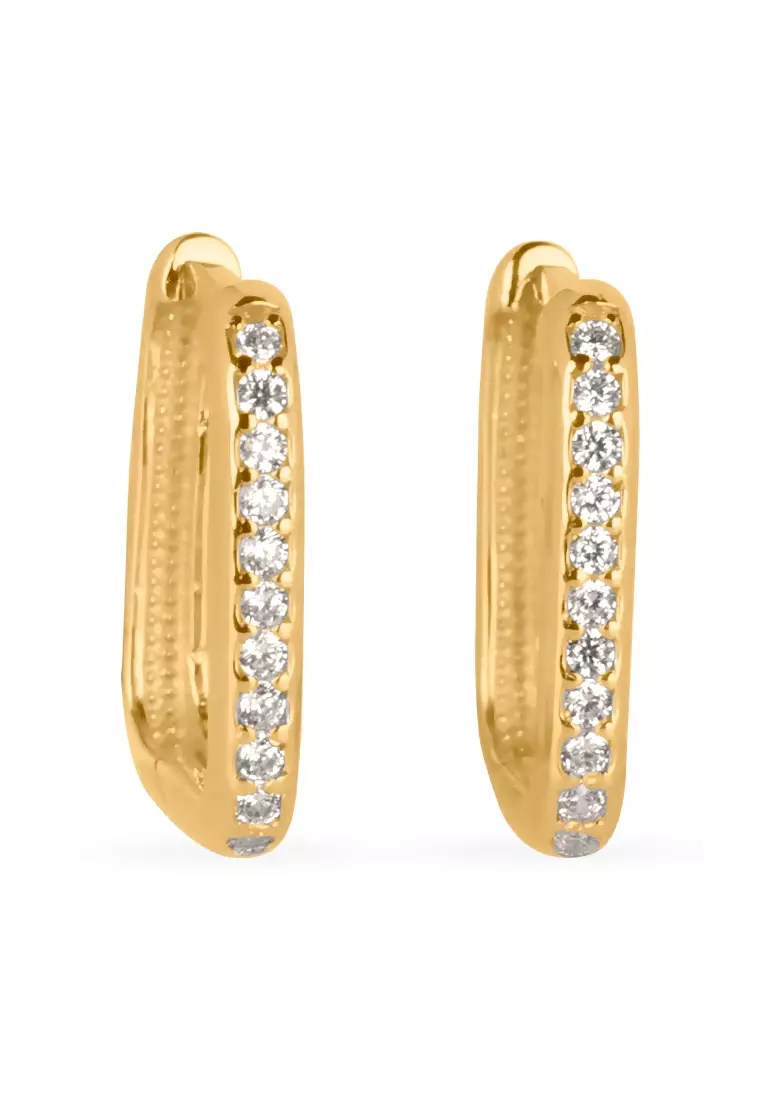Pavé Square Hoops 14k  Gold