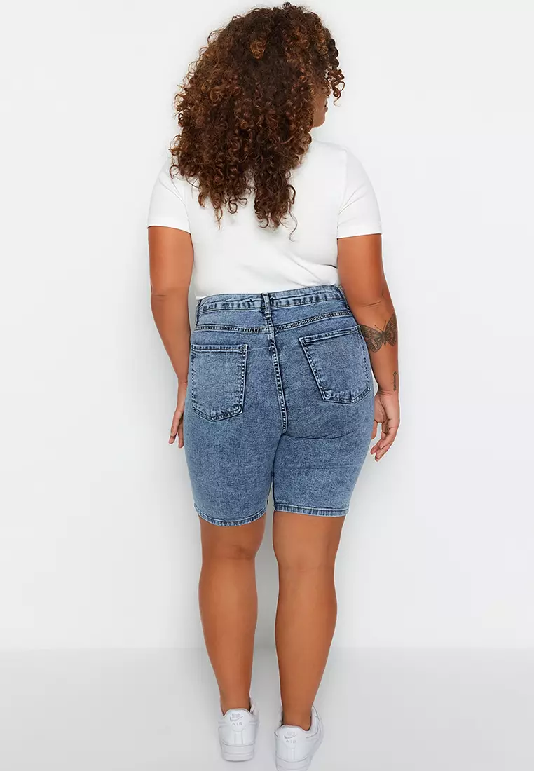 Plus Size High Waist Skinny Shorts