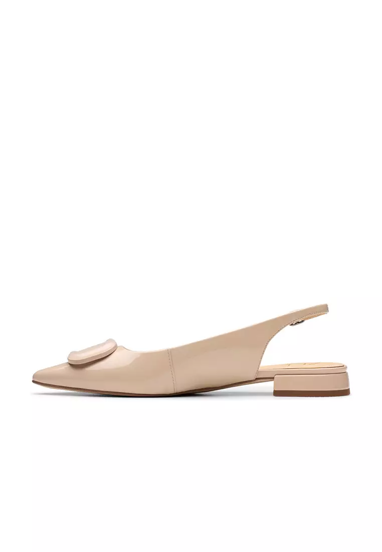 Womens Sensa15 Trim Slingback Flat Sandals - Sand Patent