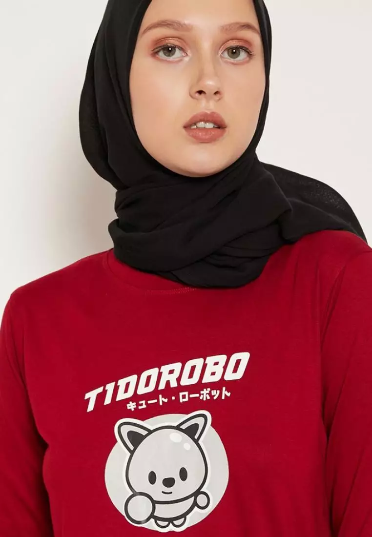 LTD03 thirdday mls tido flying maroon hijab lengan panjang wanita