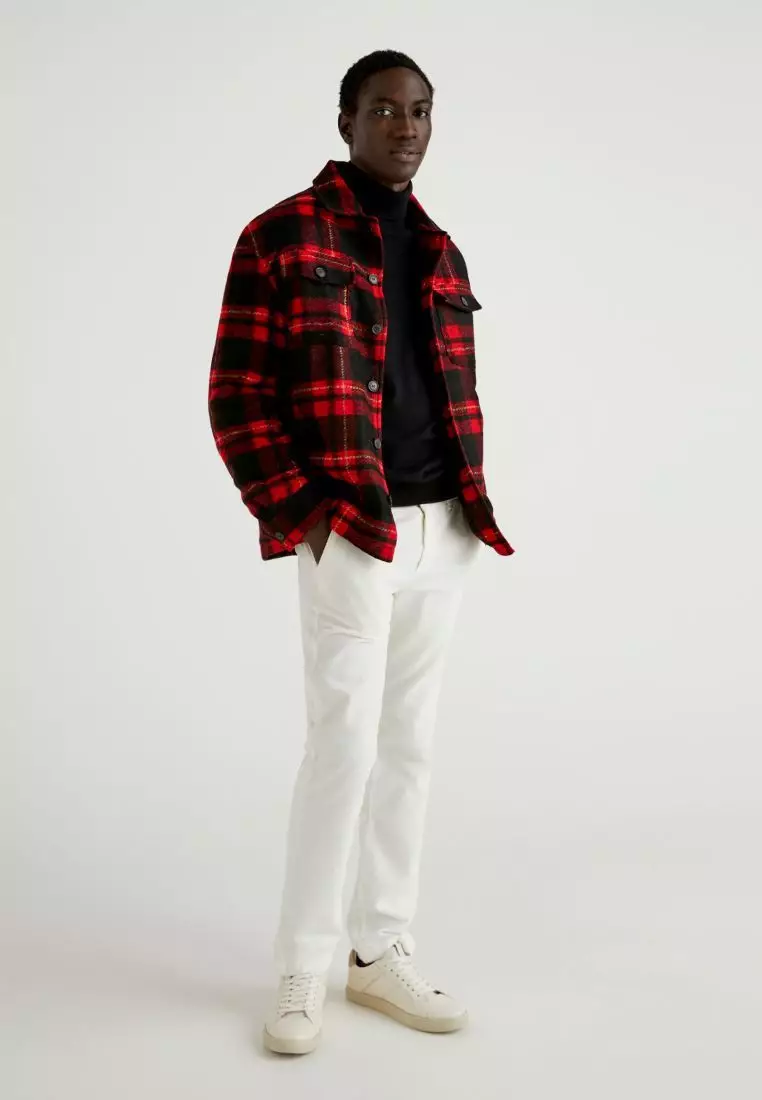 Buy United Colors of Benetton Tartan jacket in wool blend Online | ZALORA  Malaysia