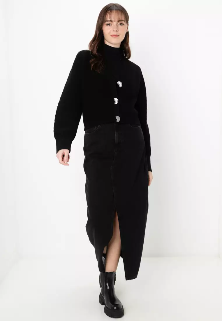 Metal Button Knit Cardigan