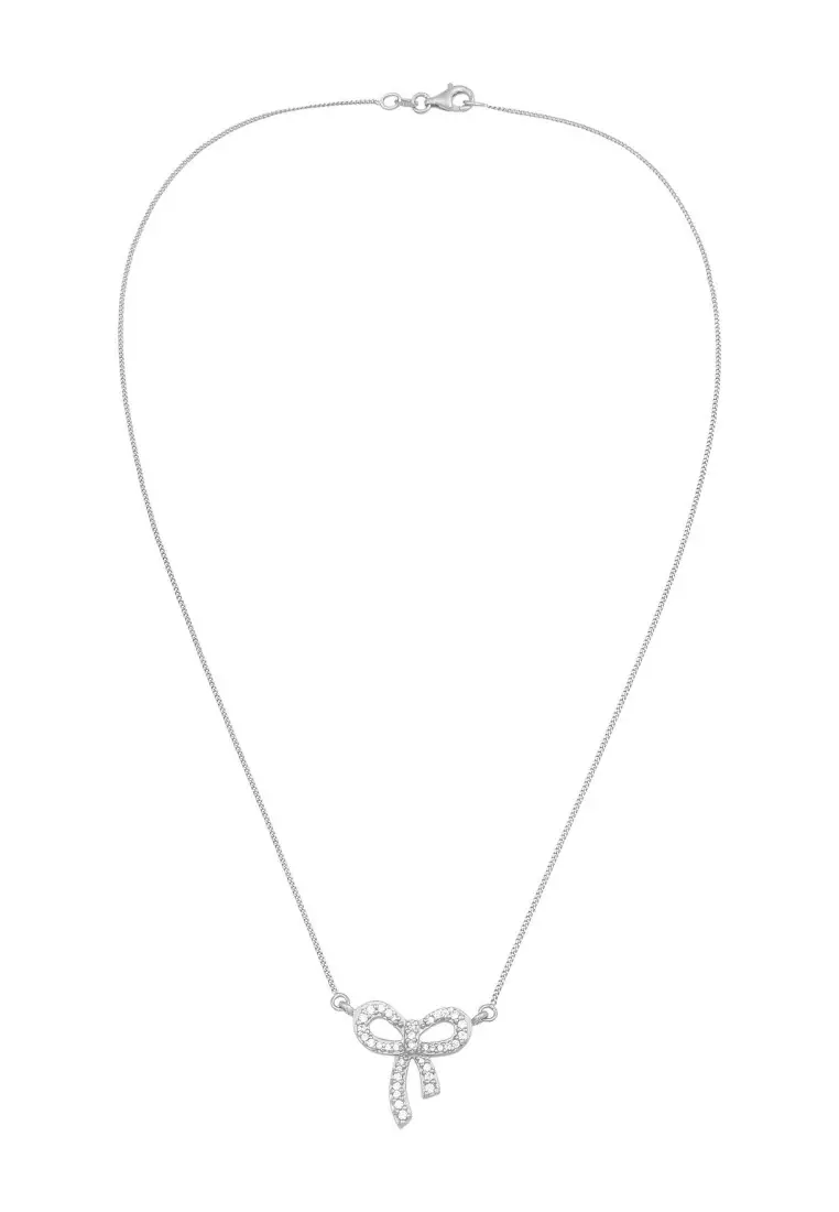 Kalung Perhiasan Perak 925 Wanita Ribbon Zirconia