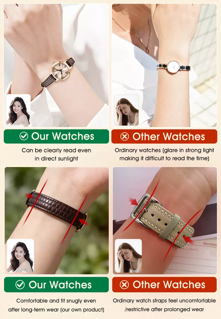 Jam Tangan Wanita Original 3342 Kuarsa Korea Elegan Tali Kulit Jam Tangan Cewek allbrown