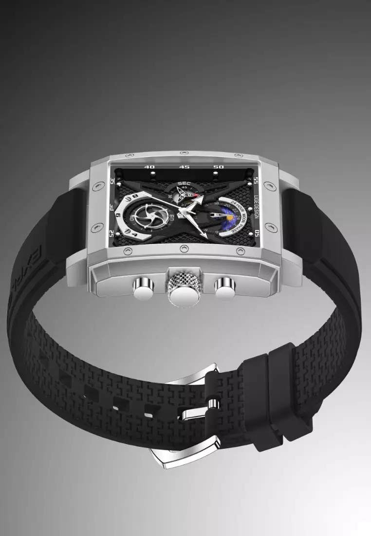 Buy LIGE Chronograph Unisex Rectangular Stainless Steel Quartz Watch ...