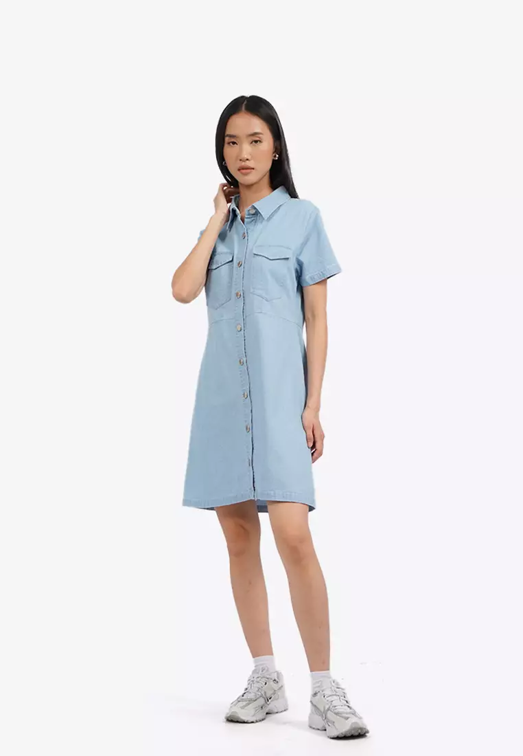 Short Sleeve Denim Mini Dress