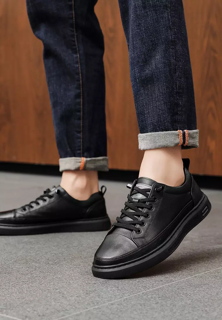 Grain Leather Lace Up Sneakers MK808-1