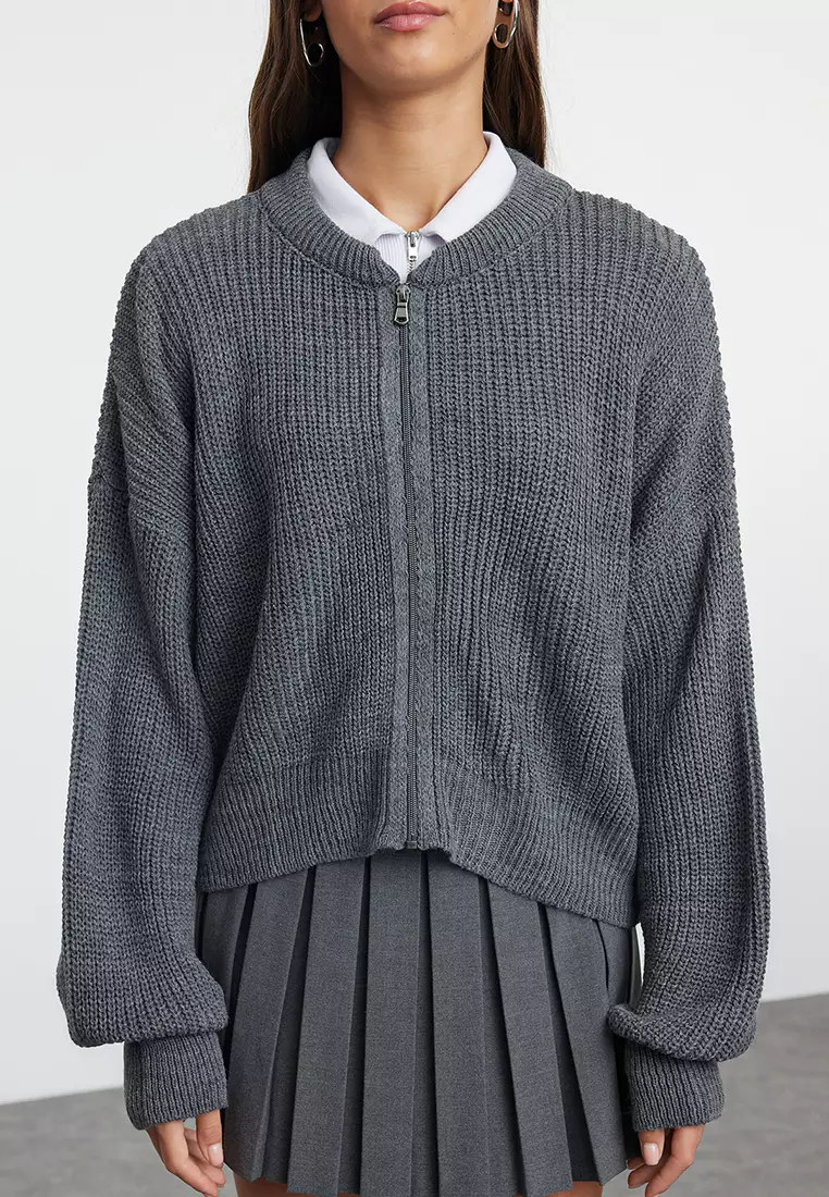 Bomber Collar Cardigan
