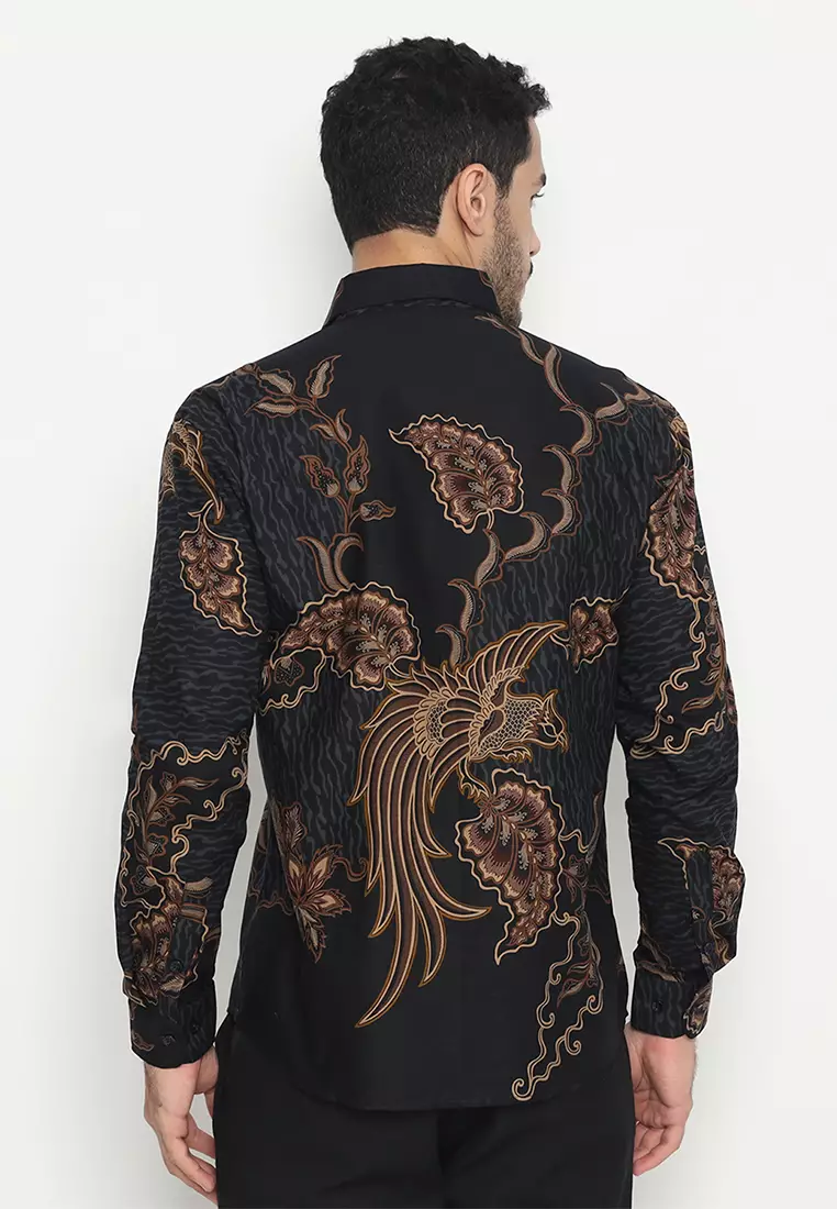 Kemeja Batik Pria Slimfit Hanyokrokusumo - Black