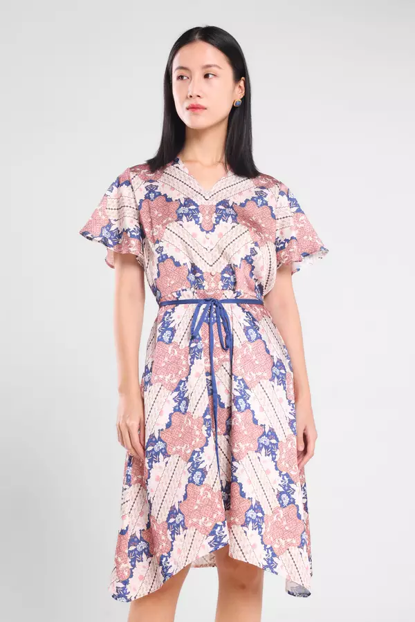 MINIMAL - Lova - Dress Batik Bunga - Beige Colour Beige