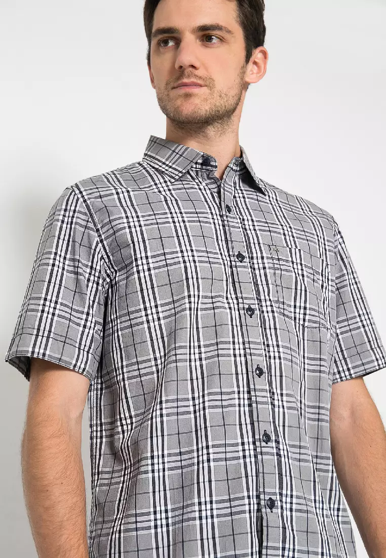 LGS-Reguler fit - Casual - Kemeja - Kotak Kotak - Abu