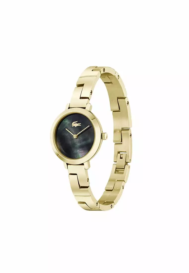 Tivoli Women's Watch Ionic Plated Thin Gold Steel Strap - Black Dial 2001375