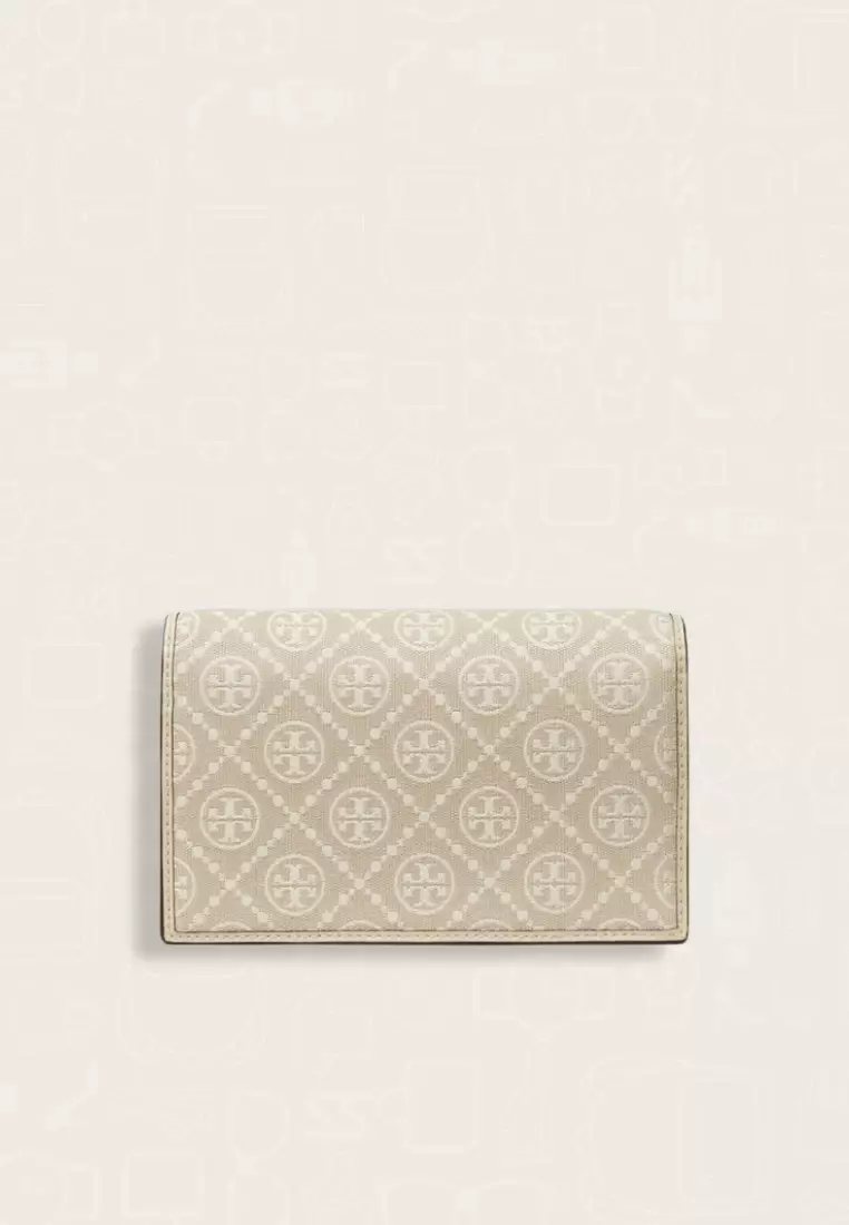 Tory Burch T Monogram Chain Wallet Ivory
