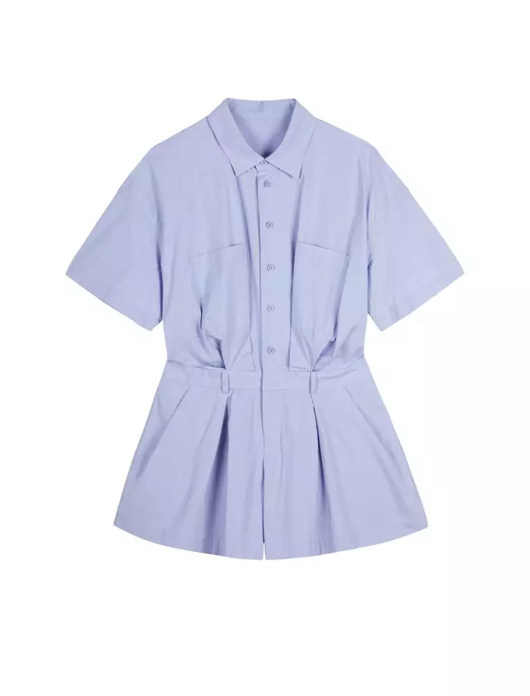 Short Sleeve Collared Utility Jumpsuit