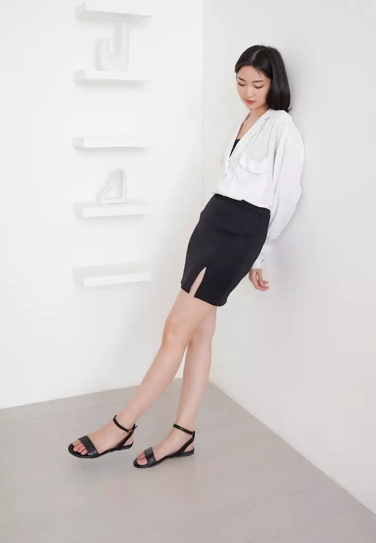 Molly Ankle Strap Sandal Flat Wanita Vegan Leather