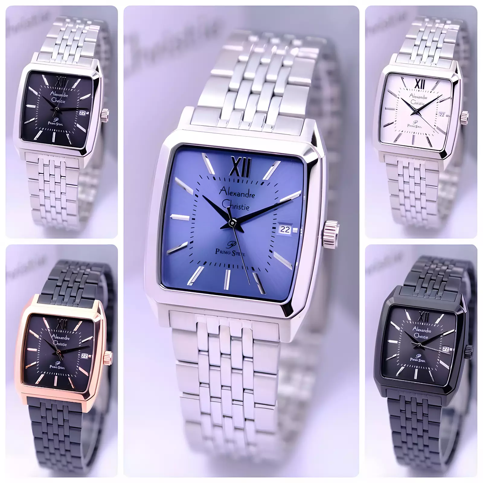 Alexandre Christie Primo Series - Jam Tangan Analog Pria - Silver Blue - Stainless Steel - 1041 MDBSSLB