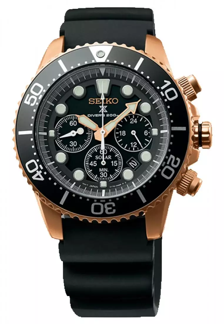 Jam Tangan Pria Seiko Prospex Sea Original Garansi Resmi SSC618P1 SSC618 Strap Black Rubber Black Dial  Divers Watch 200M Solar Chronograph