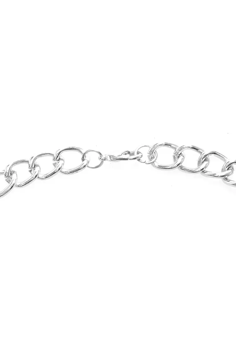 Ainsley Aksesoris Fashion Kalung Pria Wanita Necklace Tali Rantai Liontin Gembok Material Alloy ORIGINAL - Silver