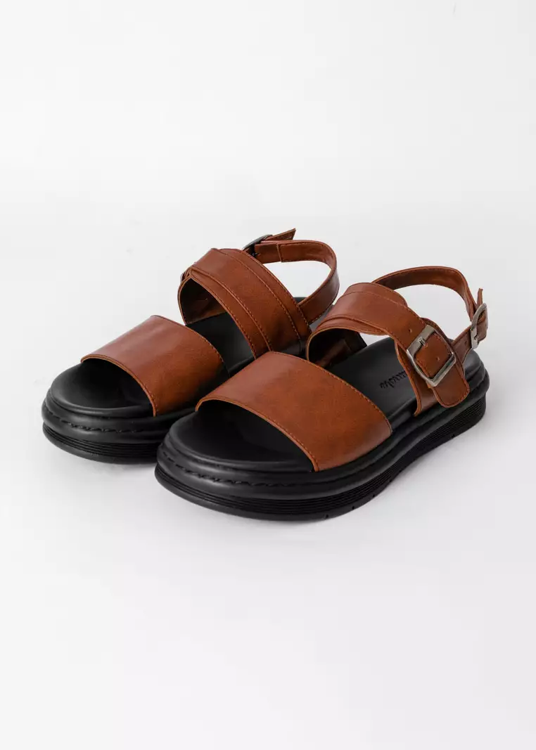 Pamole Sandal Wanita Kekinian Sendal Santai Wanita Sendal Wanita - Dagne Series - Coklat