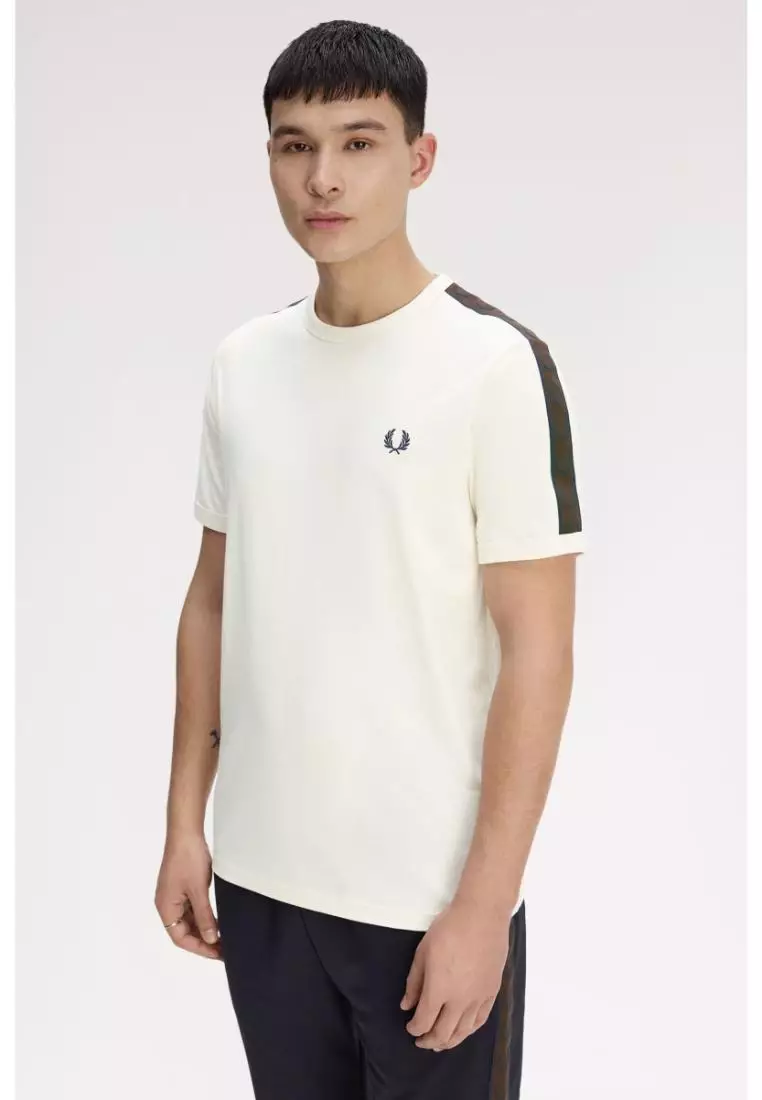 Fred Perry M4613 Contrast Tape Ringer T-Shirt (Ecru / Burnt Tobacco)