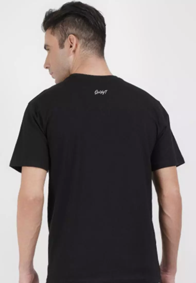 斑马纹图案黑色棉质短袖标准版型 T 恤