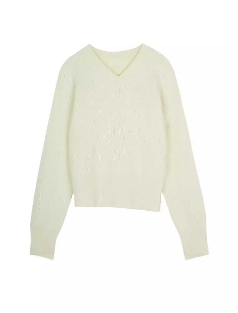 V-Neck Long Sleeve Pullover Cashmere Sweater