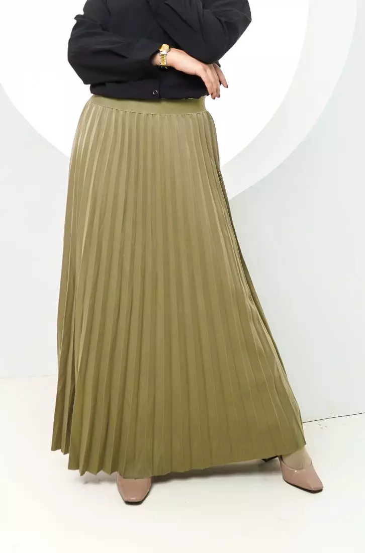 Olive green pleated on sale skirts