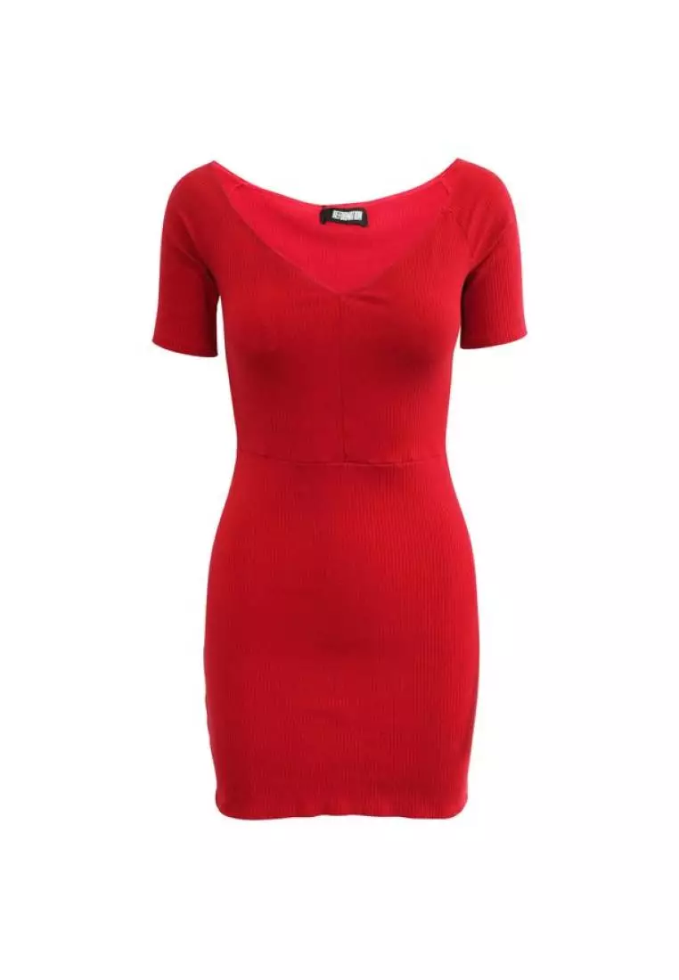 Red short sleeve dress best sale