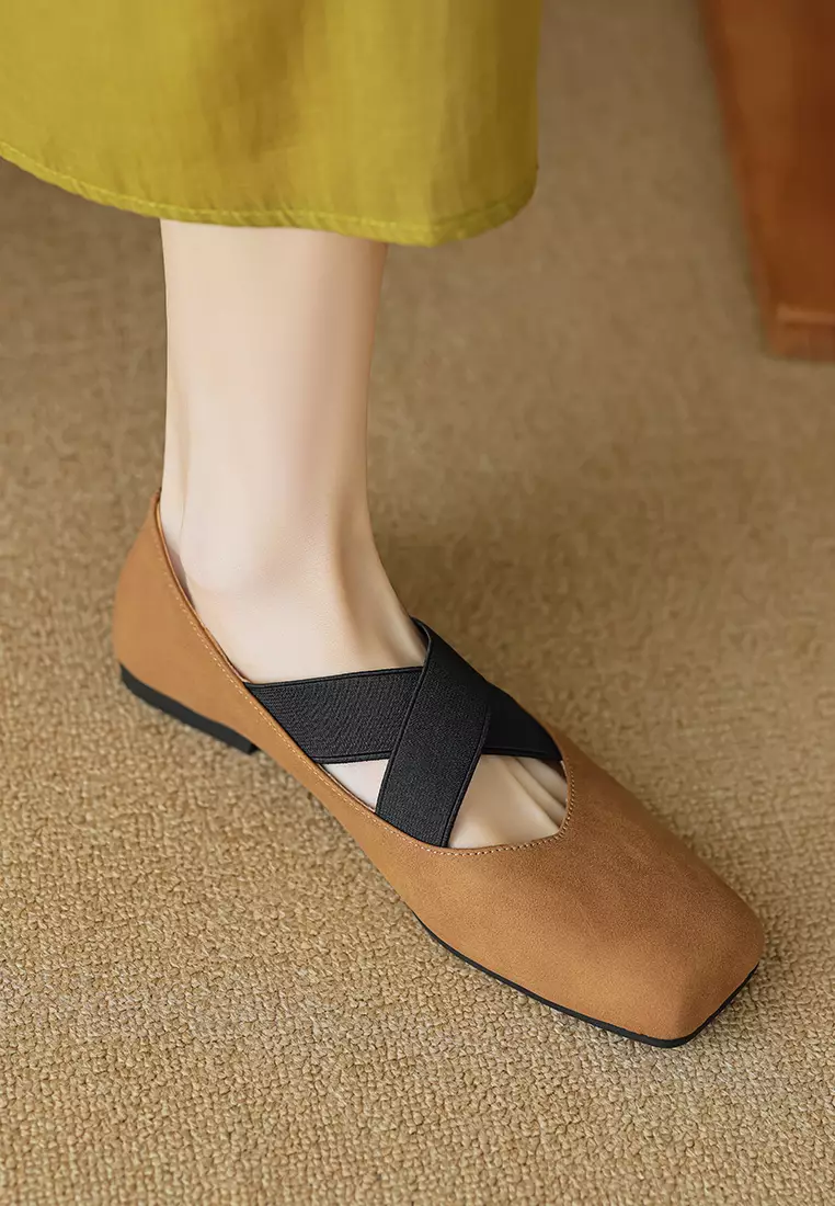 Cross Strap Square Toe Ballerinas WW8929-3